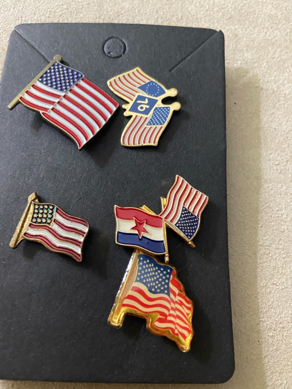 Assorted American Flag Enamel Pin Set - Red, White & Blue